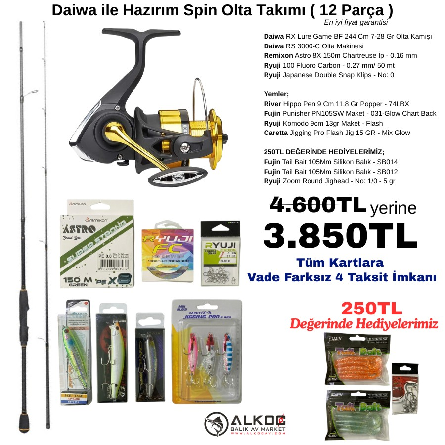 Daiwa ile Hazırım Spin Olta Takımı ( 12 Parça )