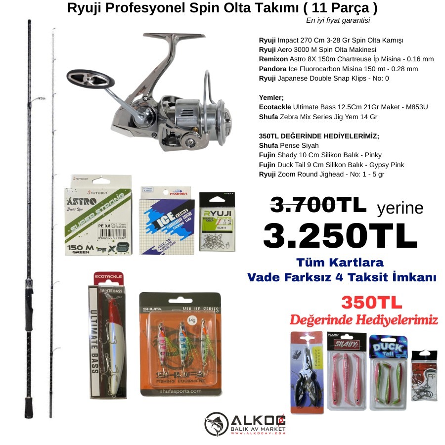 Ryuji Profesyonel Spin Olta Takımı ( 11 Parça )