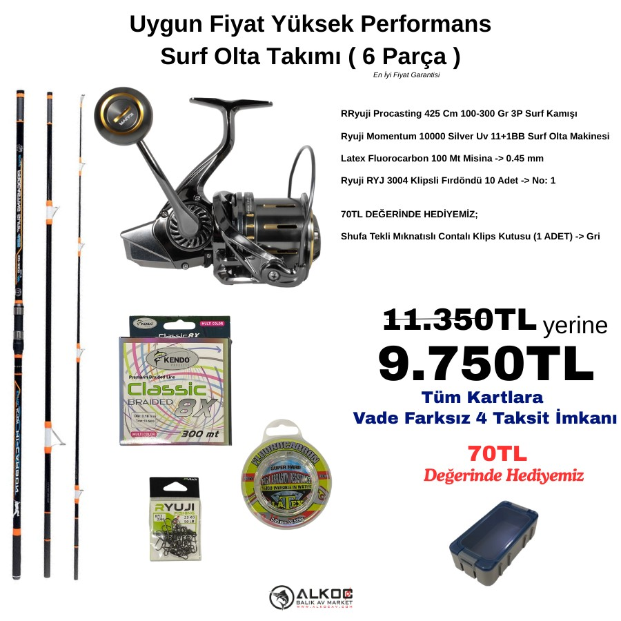Uygun Fiyat Yüksek Performans Surf Olta Takımı ( 6 Parça )