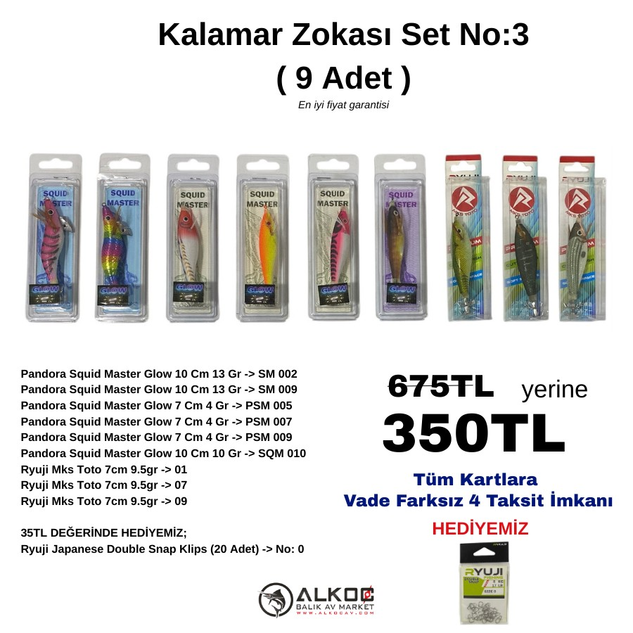 Kalamar Zokası Set No:3 
( 9 Adet )