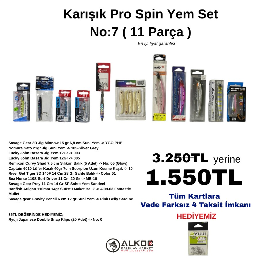 Karışık Pro Spin Yem Set No:7 ( 11 Parça )