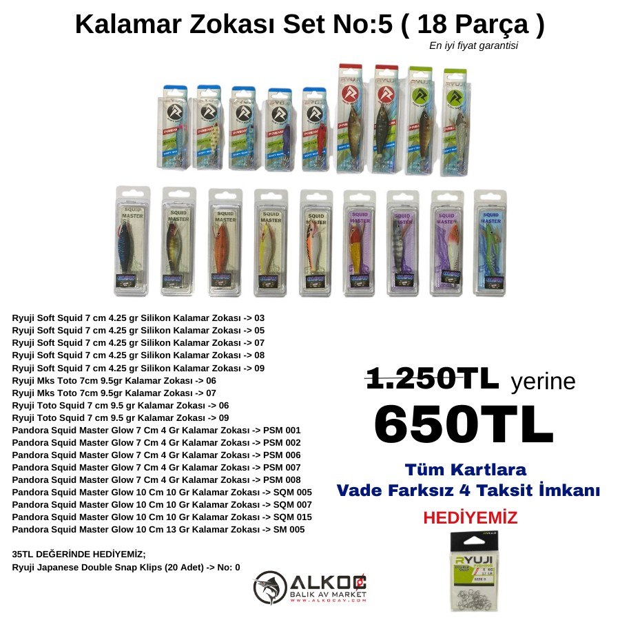Kalamar Zokası Set No:5 ( 18 Parça )