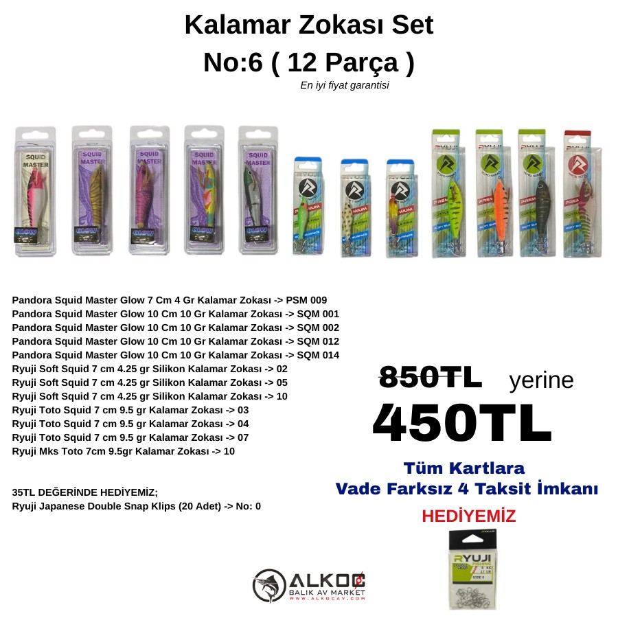 Kalamar Zokası Set 
No:6 ( 12 Parça )