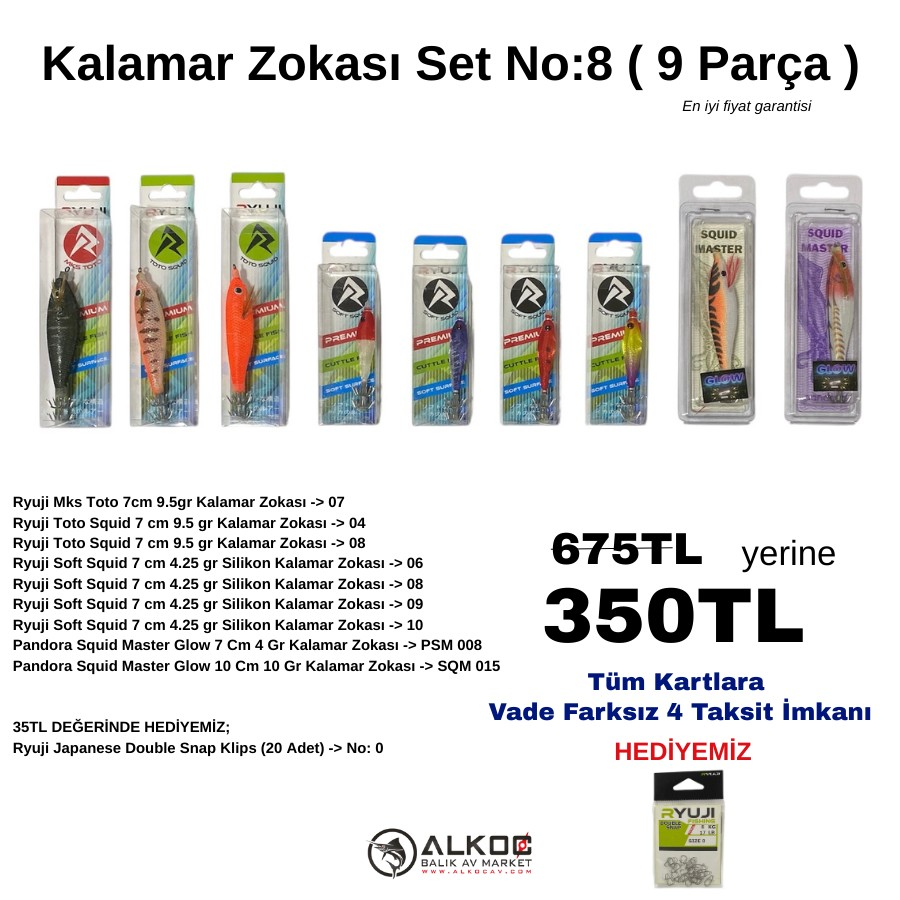 Kalamar Zokası Set No:8 ( 9 Parça )