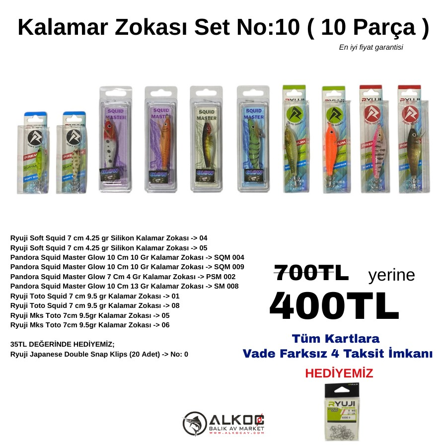Kalamar Zokası Set No:10 ( 10 Parça )