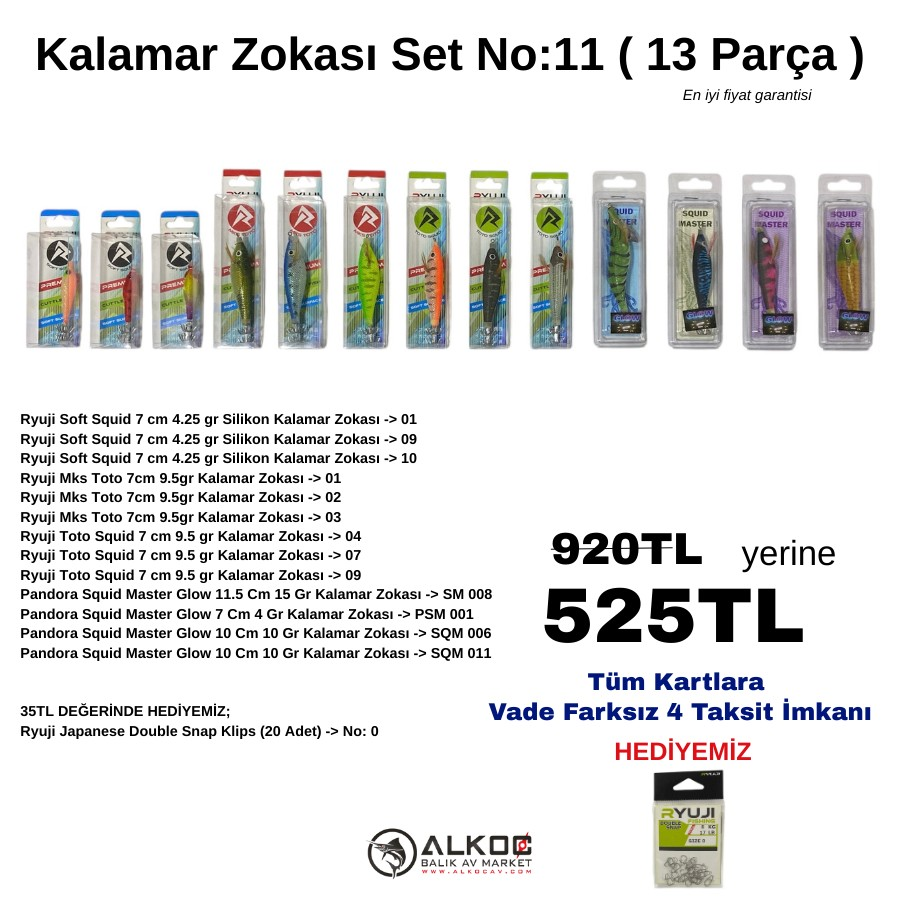 Kalamar Zokası Set No:11 ( 13 Parça )