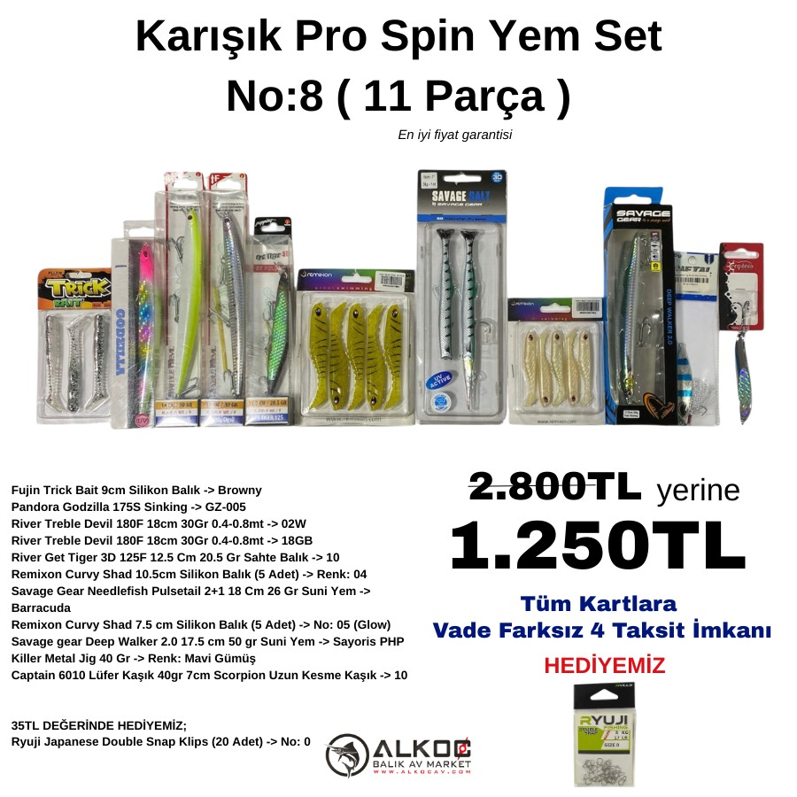 Karışık Pro Spin Yem Set No:8 ( 11 Parça )