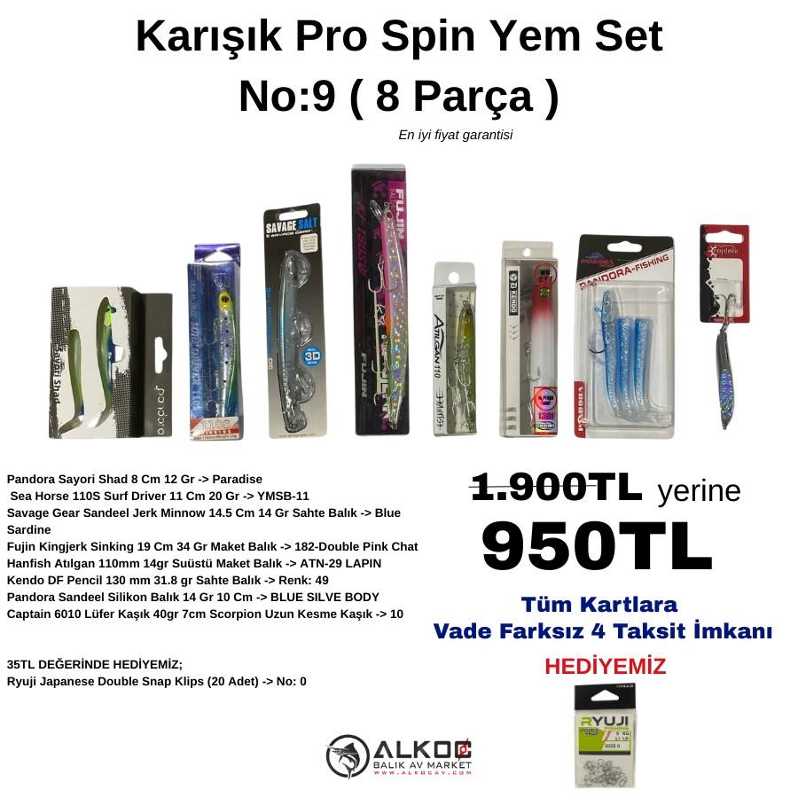 Karışık Pro Spin Yem Set No:9 ( 8 Parça )