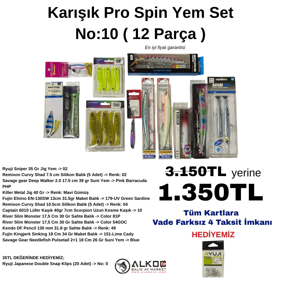 Karışık Pro Spin Yem Set No:10 ( 12 Parça )