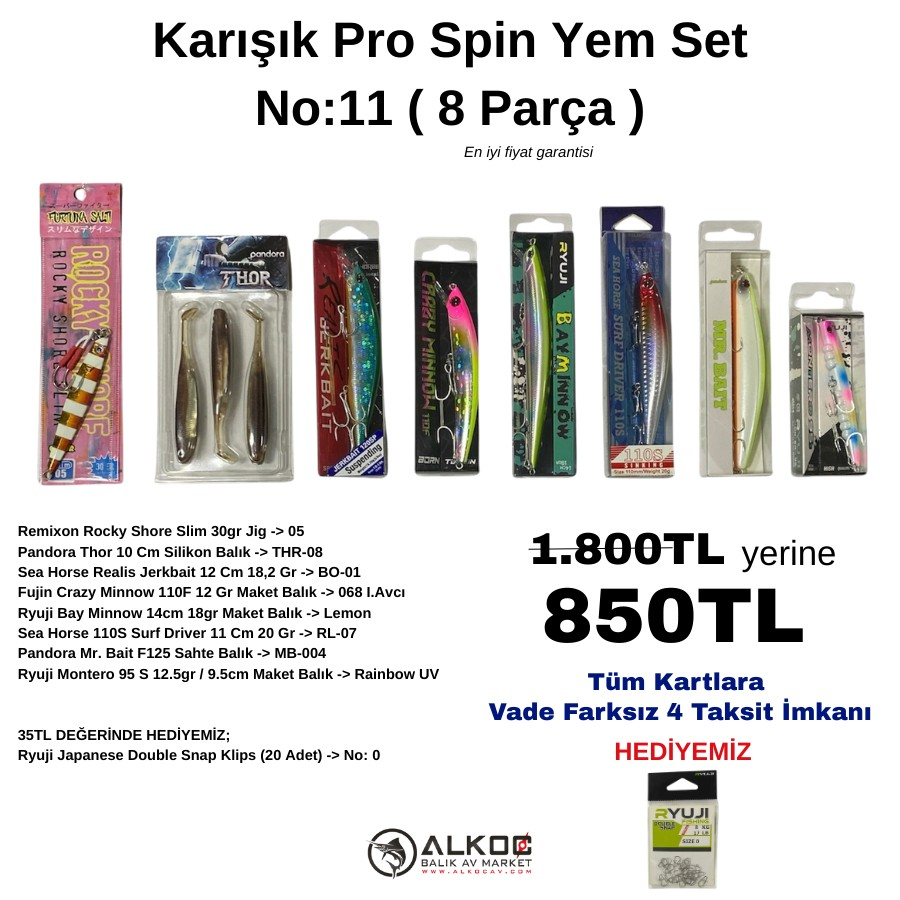 Karışık Pro Spin Yem Set No:11 ( 8 Parça )