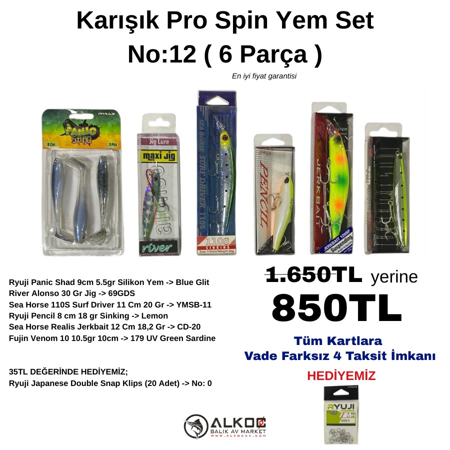 Karışık Pro Spin Yem Set No:12 ( 6 Parça )