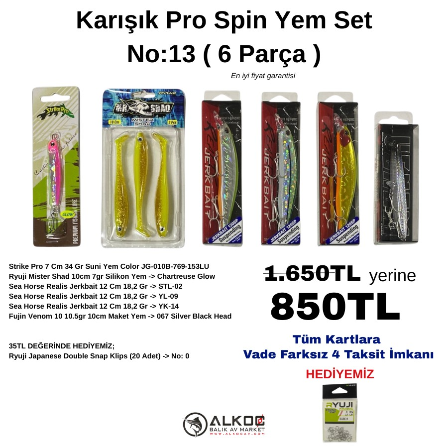 Karışık Pro Spin Yem Set No:13 ( 6 Parça )