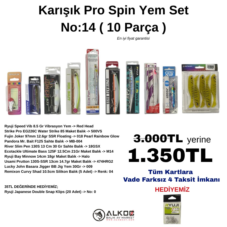 Karışık Pro Spin Yem Set No:14 ( 10 Parça )