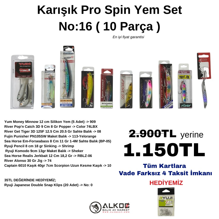 Karışık Pro Spin Yem Set No:16 ( 10 Parça )