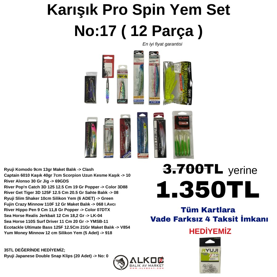 Karışık Pro Spin Yem Set No:17 ( 12 Parça )