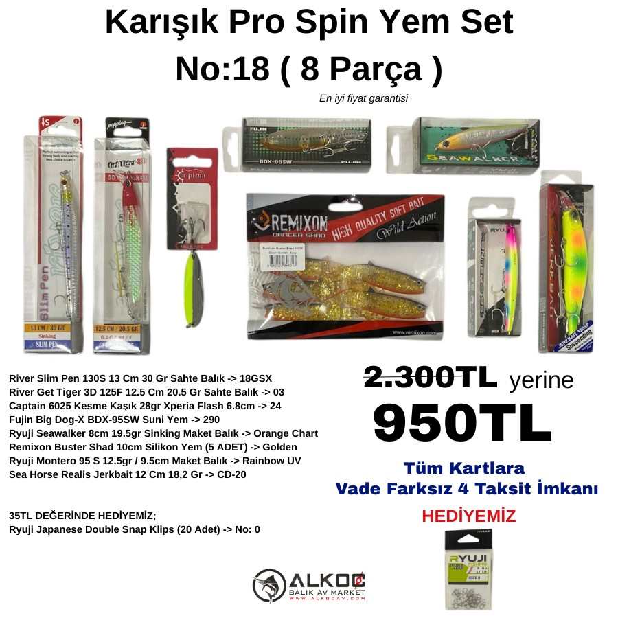Karışık Pro Spin Yem Set No:18 ( 8 Parça )