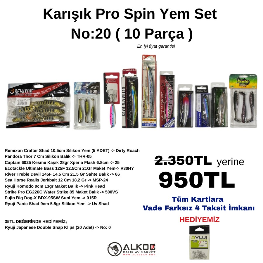 Karışık Pro Spin Yem Set No:20 ( 10 Parça )