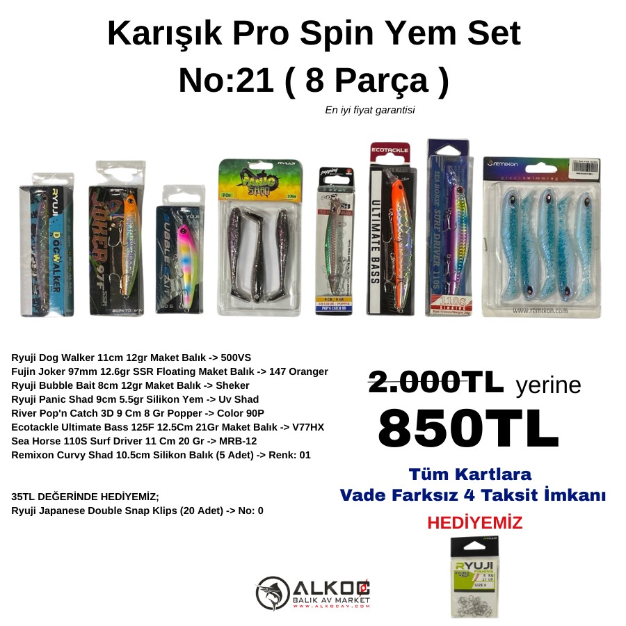 Karışık Pro Spin Yem Set No:21 ( 8 Parça )