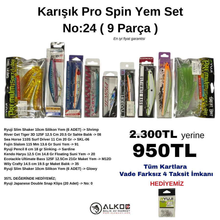 Karışık Pro Spin Yem Set No:24 ( 9 Parça )