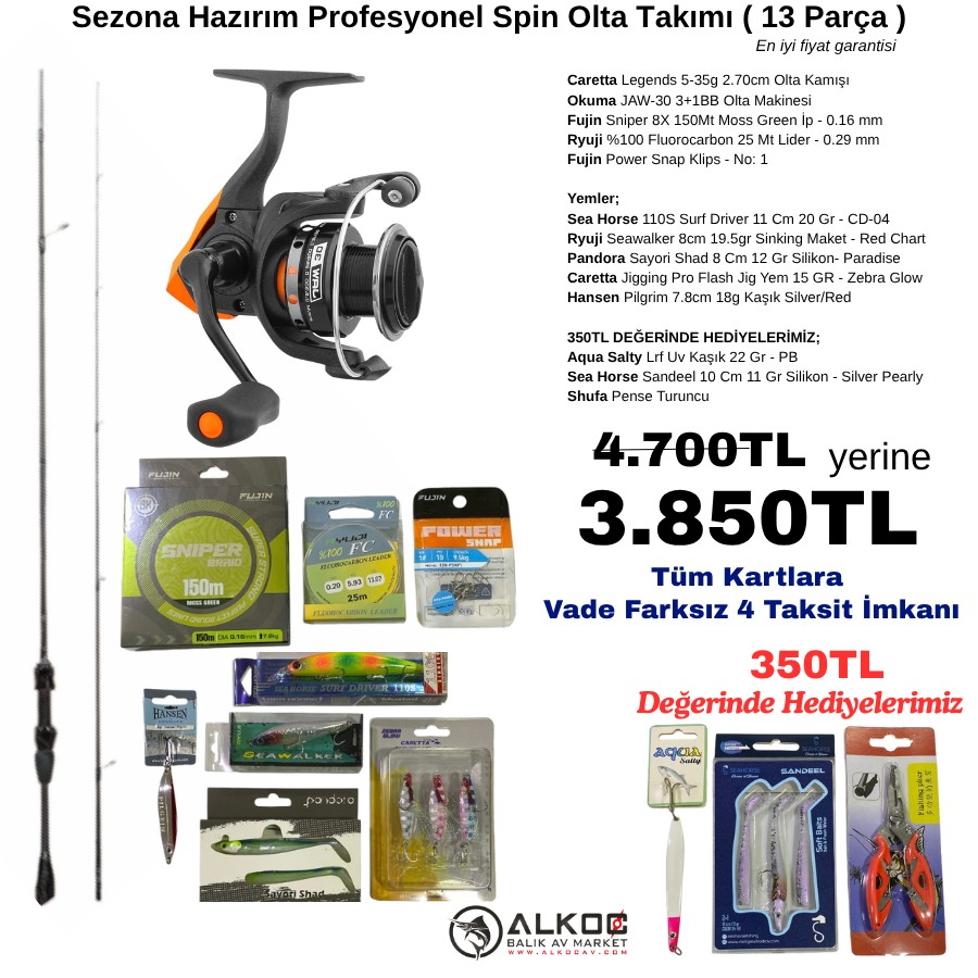 Sezona Hazırım Profesyonel Spin Olta Takımı ( 13 Parça )