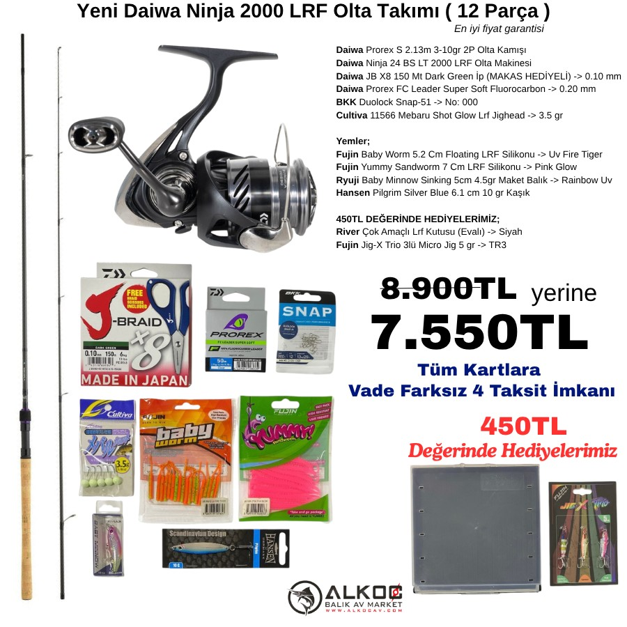 Yeni Daiwa Ninja 2000 LRF Olta Takımı ( 12 Parça )